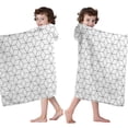 thumbnail image 4 of Black White Checkerboard Checkered Pattern Hooded Bath Towel，60"x35" for Ages 3 To 12 Kids, Quick Dry Lightweight Soft Microfiber Hood Beach Towel Cover Up for Kids, 4 of 7