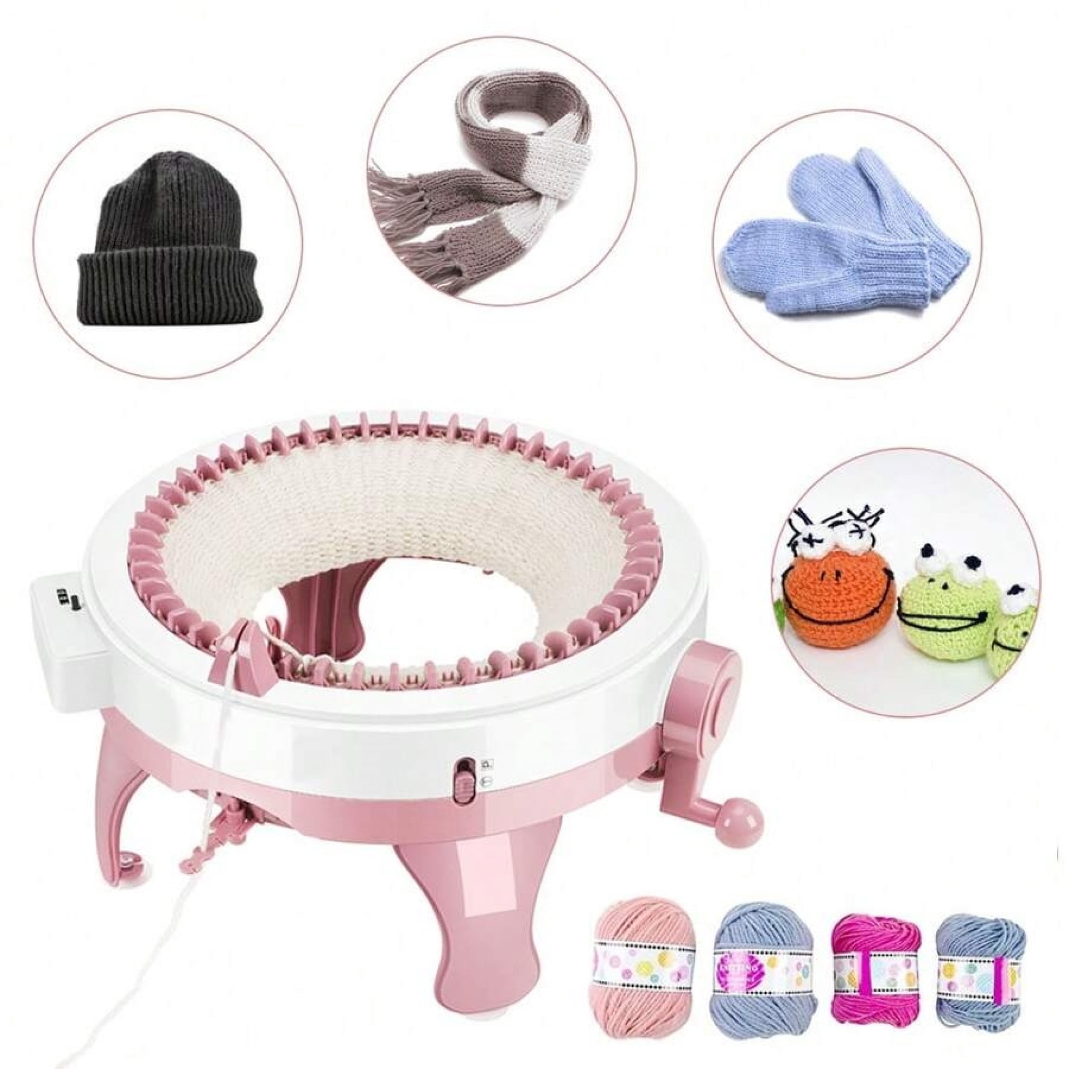 48 Needles Smart Knitting Machine, Circular Double Knit Loom With Row Counter, DIY Knitting Crochet Kit for Adults Beginners Making Hats Socks