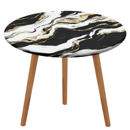 

Colorful Marble Black (21) Round Fitted Tablecloth Elastic Table Cover Waterproof Dining for Indoor Outdoor Decor Table Cloth