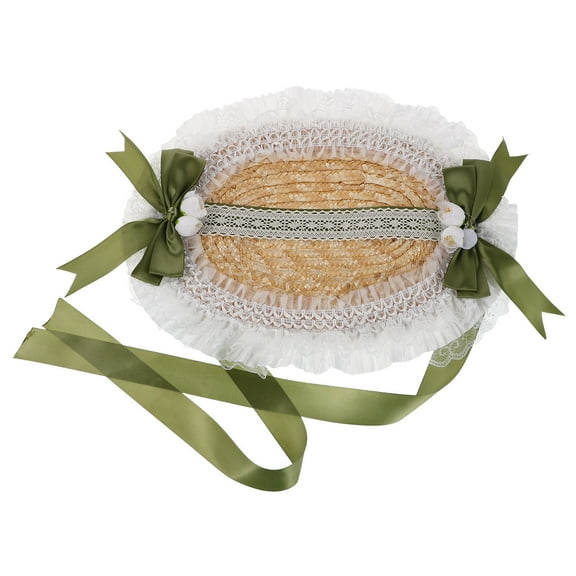 OULII Vintage Picnic Hat Green Bow Hat 1Pcs Party Accessory for Women