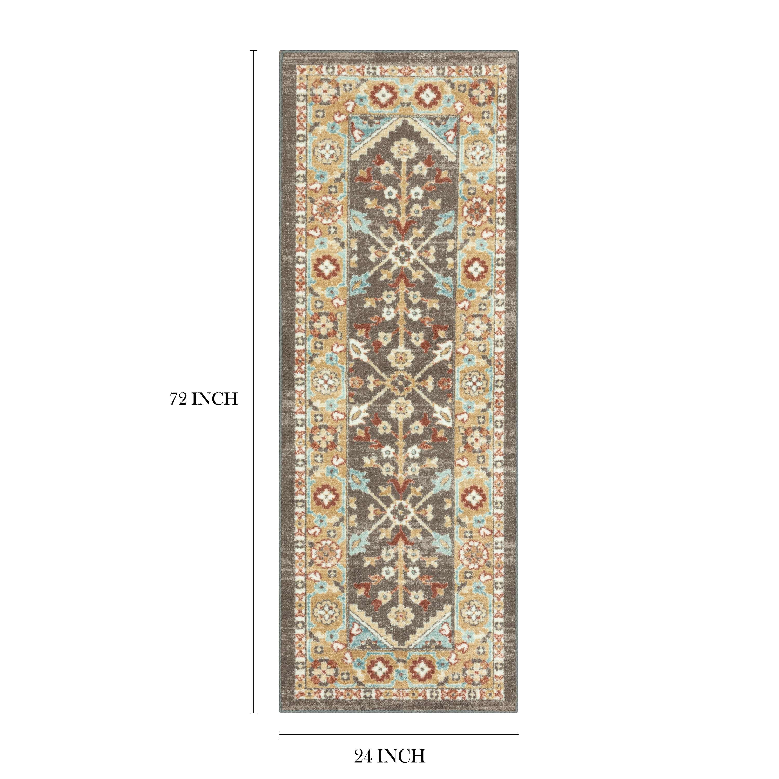 Mainstays Persian Border Medallion Loop Print Rust Brown Indoor Runner Rug, 2' x 6'