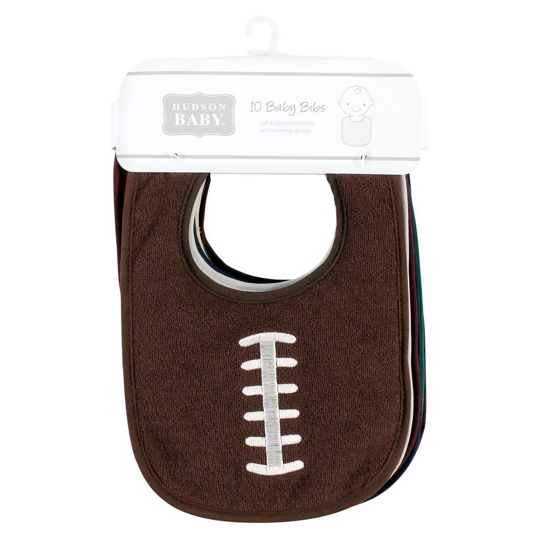 Hudson Baby Machine Washable and Absorbent Cotton Baby Bib, Football