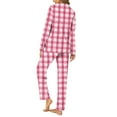 thumbnail image 3 of Wyongtao Plaid Pajama Sets for Women Soft Button Down PJS Long Sleeve Shirt Pajama Pants Sleepwear,Pink XL, 3 of 4