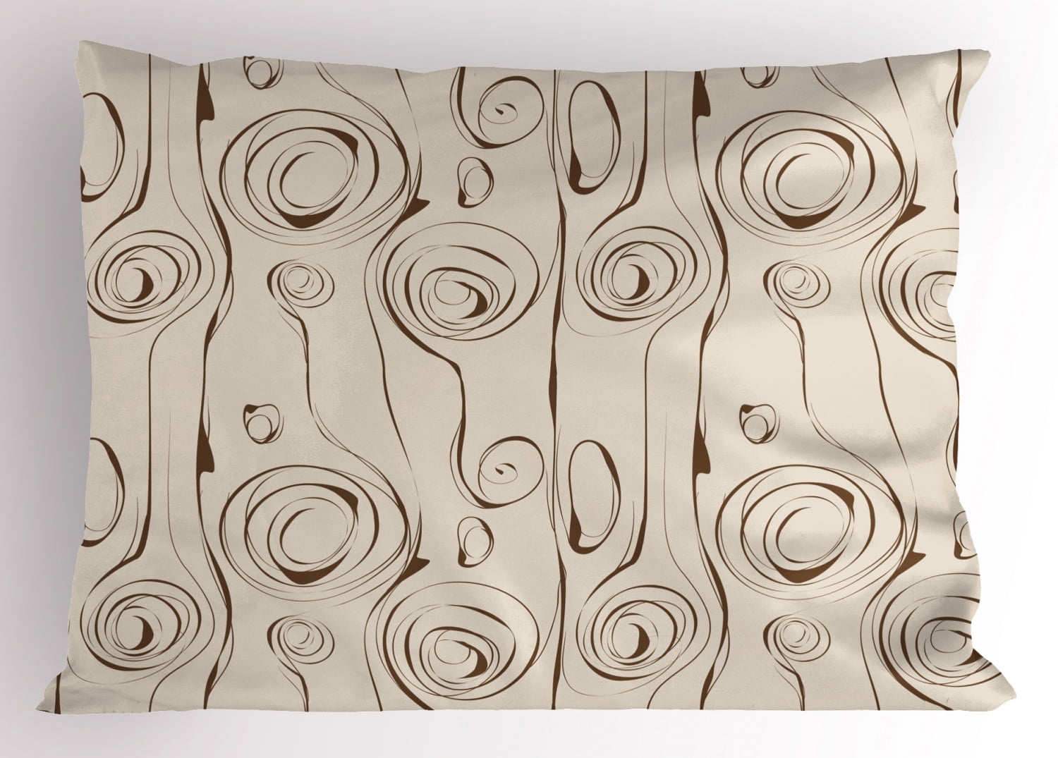 Contemporary Pillow Sham Scribble Spirals Vertical Swirl Lines and Circles Bizarre Modern Pattern, Decorative Standard Size Printed Pillowcase, 26 X 20 Inches, Beige and Brown, by Ambesonne