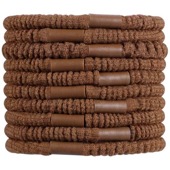 NICEXMAS 10Pcs High Elastic Brown Hair Ties for Daily Use Soft No Damage Hair Bands