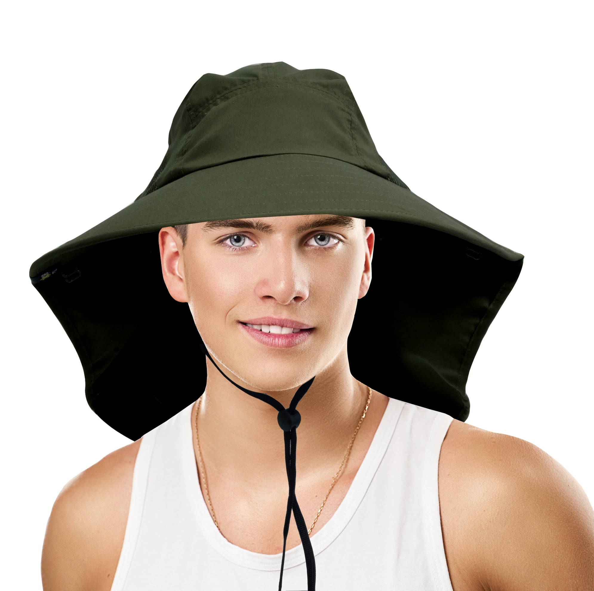 Safari Outdoor Sun Hat for Fishing Hiking Hunting Boating Large Unisex Bill Sun Hat with Neck Flap by Sun Blocker by Sun Blocker
