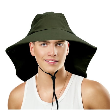 Safari Outdoor Sun Hat for Fishing Hiking Hunting Boating Large Unisex Bill Sun Hat with Neck Flap by Sun (Best Cast On For Hats)