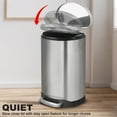 thumbnail image 5 of Innovaze 10.6 Gallon/40 Liter Stainless Steel Step Trash Can, Space-Saving Semi-Round Kitchen Trash Can, Silver, 5 of 13