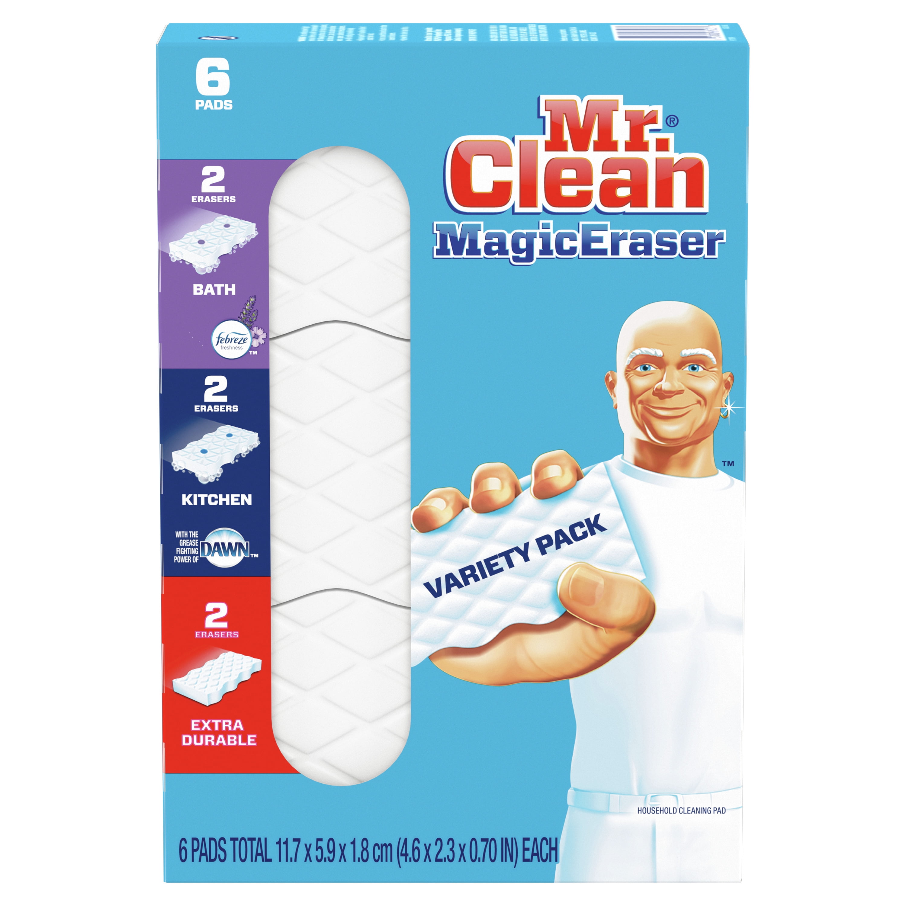 Bộ đa dụng bông tẩy sạch Mr. Clean Magic Eraser, 6 viên sẽ là sự lựa chọn hoàn hảo cho người yêu thích sự tiện lợi và sạch sẽ. Không chỉ loại bỏ bụi bẩn một cách dễ dàng, sản phẩm còn có thể được sử dụng để loại bỏ các vết bẩn khó chịu trên nhiều bề mặt khác nhau. Hãy truy cập hình ảnh để biết thêm chi tiết.