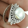 thumbnail image 2 of Natural Pearl Gemstone Ring, Real 925k Sterling Silver Ring, Organic Ring For Women, Solitaire Ring, Boho Ring, Proposal Ring, Wedding Ring, Unique Ring, Anniversary Gifts For Mother (Pearl, 7), 2 of 3