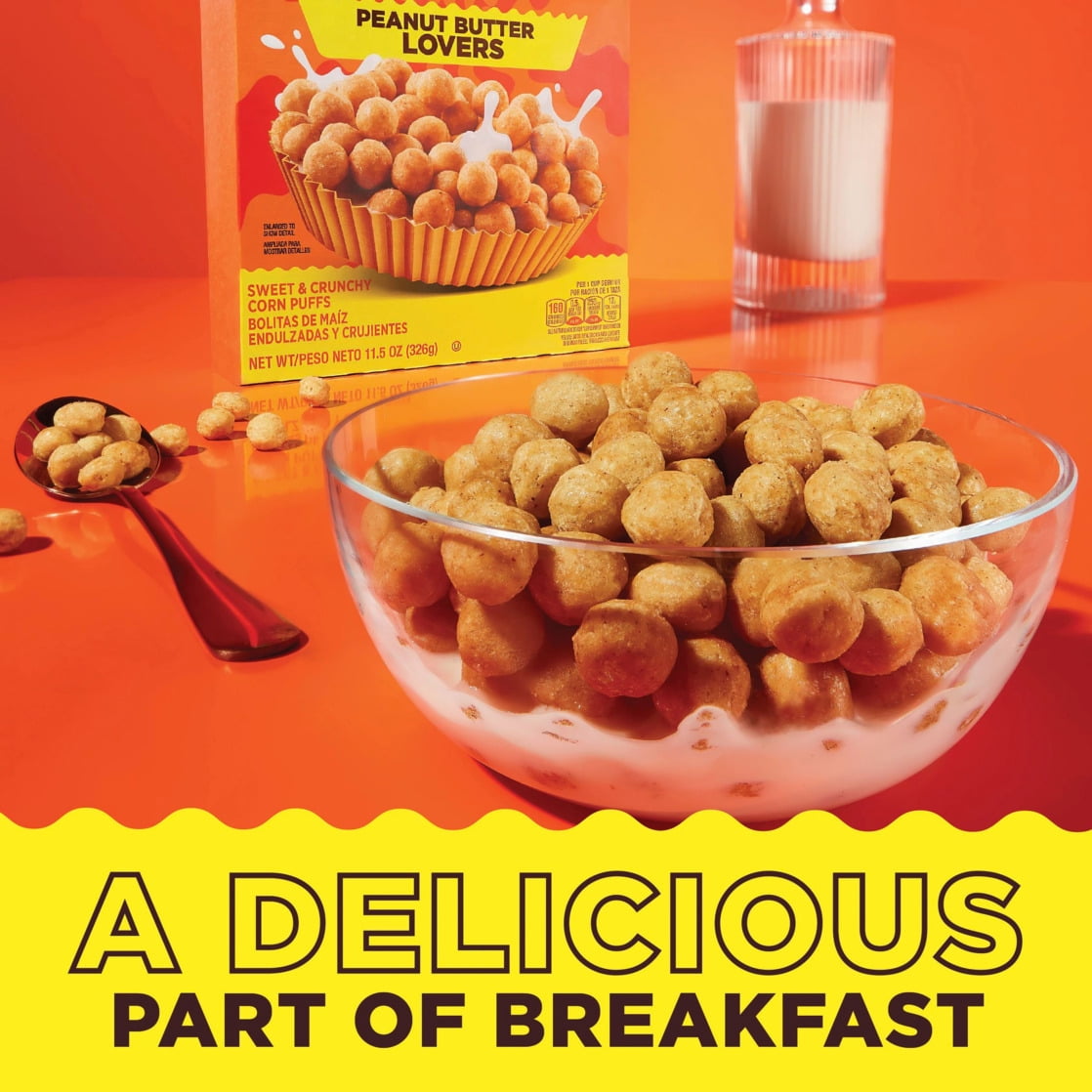 REESE'S PUFFS Peanut Butter Lovers Breakfast Cereal, Family Size, 19.7 oz