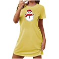 thumbnail image 4 of Sakmal Yellow Moomoo Nightgowns for Women Oversized Playful Christmas Lightweight House Dress Short Sleeve Snowmen Print Crew Neck Short Nightgowns S-2XL, 4 of 5