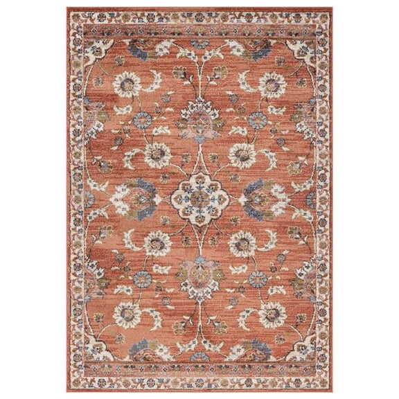 9 x 12 ft. Floral Power Loom Rectangle Area Rug, Orange