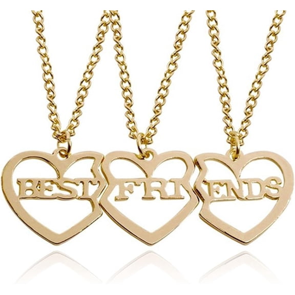Friendship Necklace for 3 Bff Necklaces Cute Heart Matching Necklace Best Friends Forever with Crystal Broken Heart Charm Pendant Necklace Sister Birthday Gifts