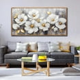 thumbnail image 4 of JANS.NO1 Flower Wall Art for Bedroom - White Wall Decor - Gold Wall Art for Living Room Office Artwork Canvas Pictures Size, 4 of 7