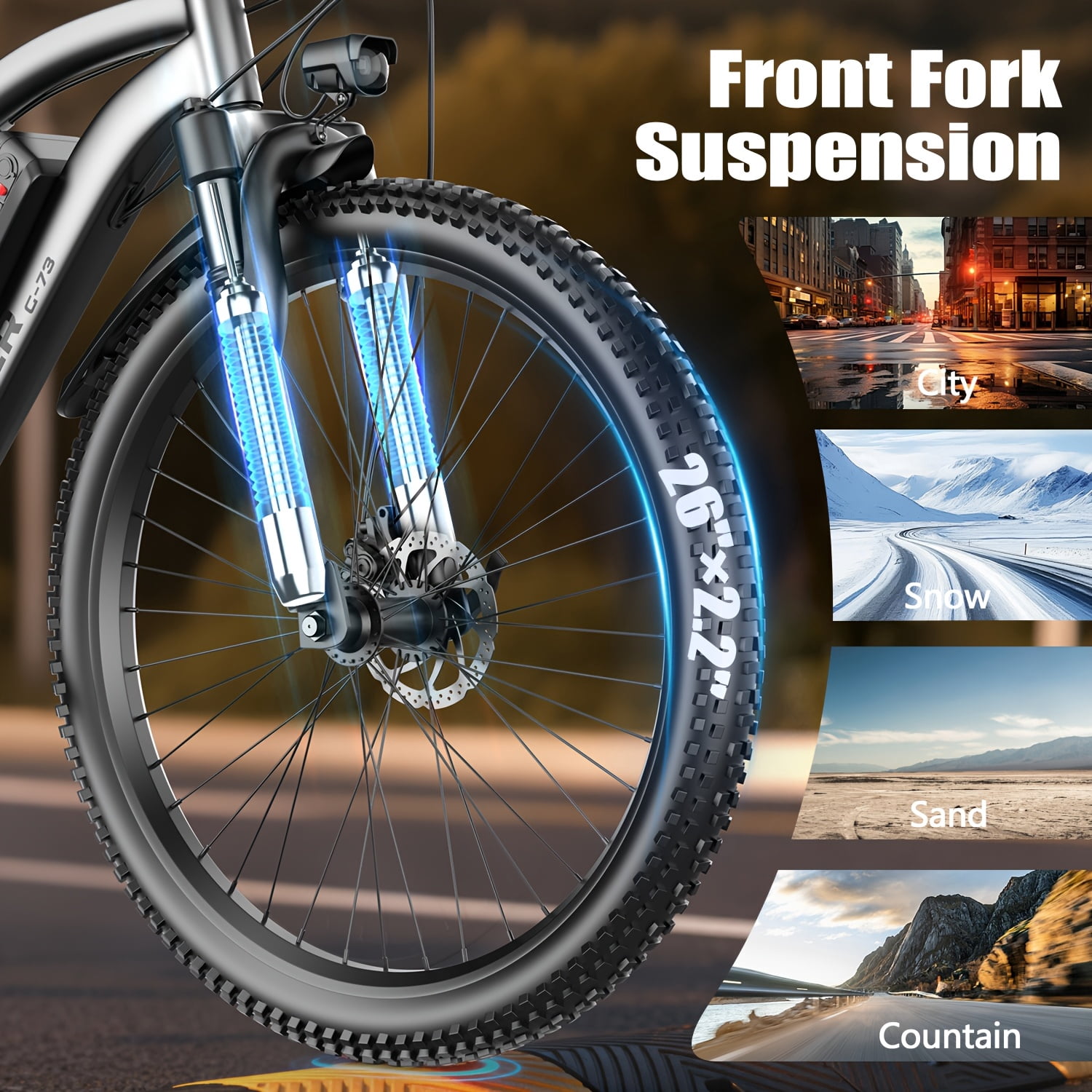 Adult Electric Bicycle, Electric Mountain Bike, 500W-740W(Peak) Motor, 15-20 Mph, Can Travel Over 10-45 Miles On A Single Charge, 48V 10AH/13AH Detachable Battery, Front Fork Suspension