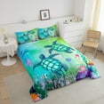 thumbnail image 2 of Sea Turtle Bedding Set Green Blue Ocean Duvet Insert Queen,Colorful Underwater World Comforter Set ,Nautical Sea Animal Reptile Duvet Filler Under Sea Fish Jellyfish Bedroom Decor, 2 of 7