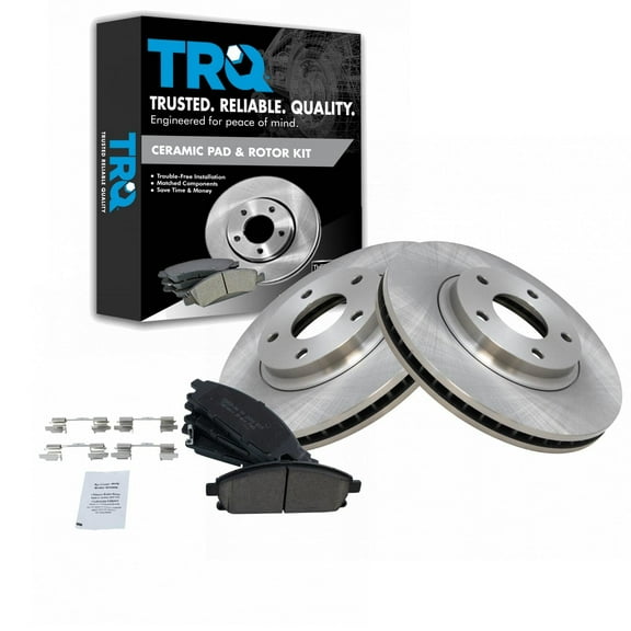 TRQ Front Brake Pad & Rotor Kit Brake Pads Brake Rotor Ceramic Fits Select 2004-2009 Nissan Quest