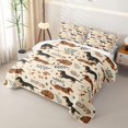 thumbnail image 3 of Manfei Cartoon Dachshund Quilt Full, Vintage Leaf Botanical Full Bedspread Sets, Cream, 3 Pieces, 1 Coverlet and 2 Pillowcases, 3 of 7