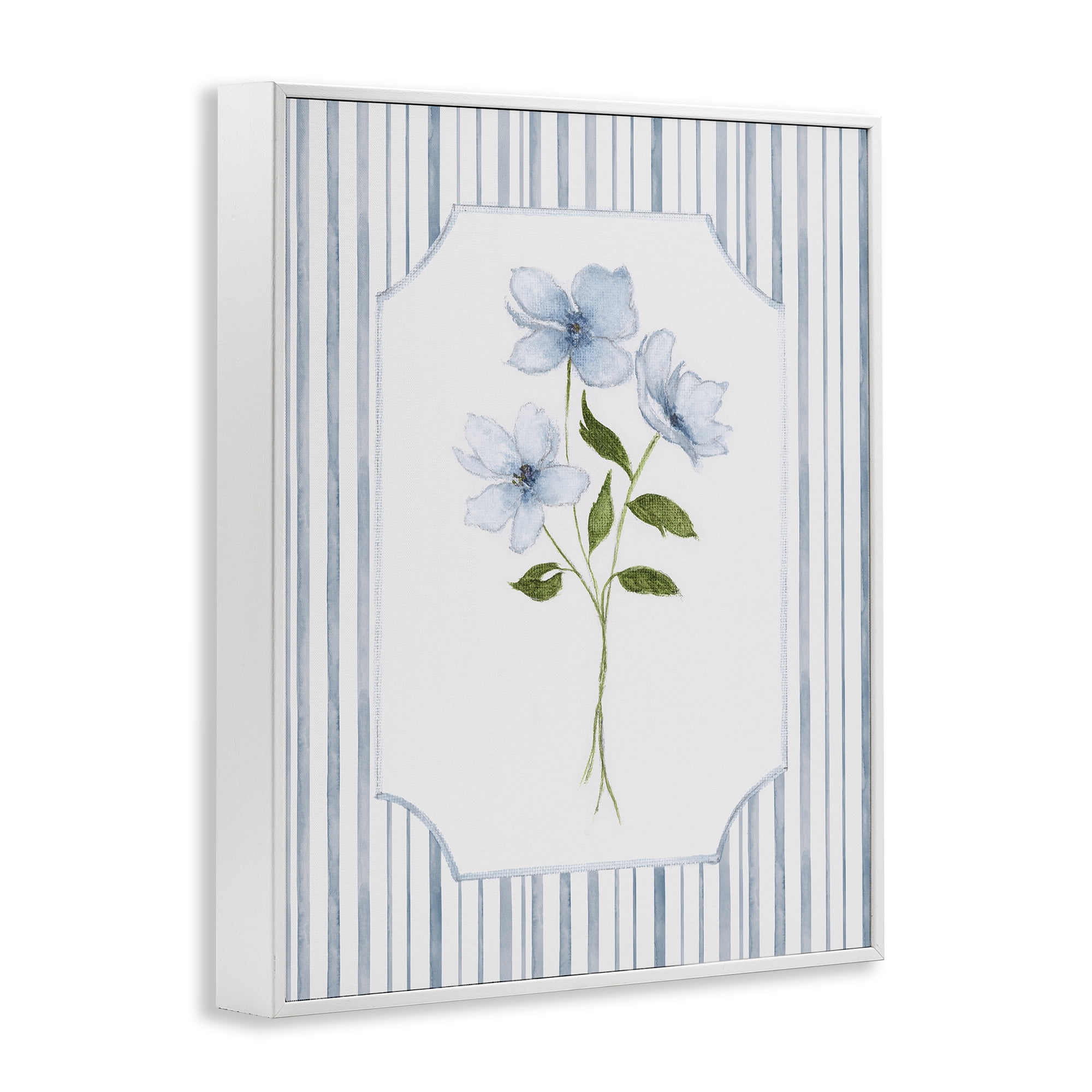 Stupell Industries Soft Blooms & Stripes White Framed Giclee Art, design by Tava Studios