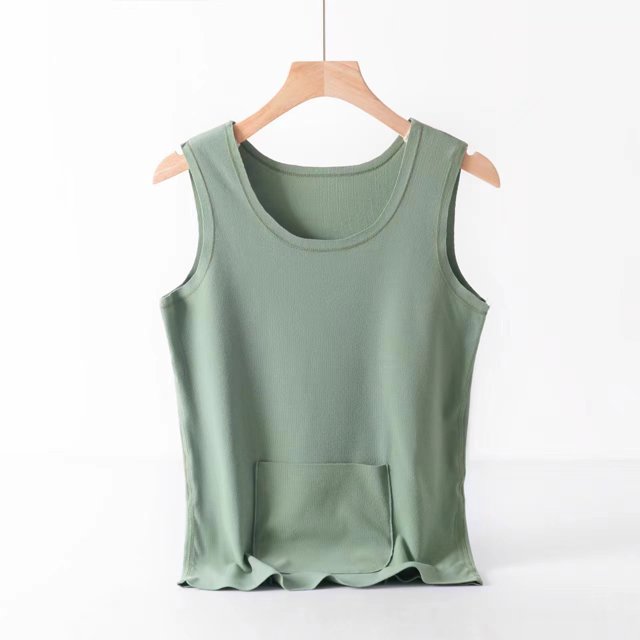 LSLJS Débardeur Femme Printemps et Hiver en Velours Allemand Double Poche Sans Trace Protection du Ventre Taille Ajustée Col Rond, Camisole Femme