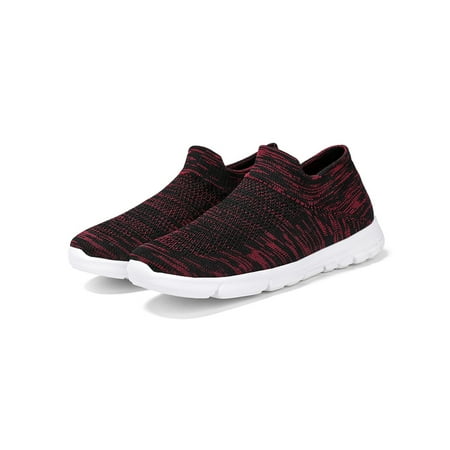 

Difumos Unisex Comfortable Slip On Sock Sneaker Flats Sports Breathable Walking Shoes Jujube Red (Women) 6