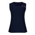 thumbnail image 6 of Gifts Dianli Tank Tops V-Neck Sleeveless Cotton Linen Tank Top Irregular Collar Button Hollow Lightweight Solid Color Breathable Casual Summer Layering Top for Women, Summer Tops, 6 of 8