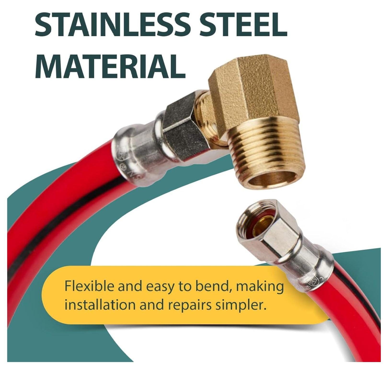 10-PACK 6 FT Red PVC Dishwasher Hose with Attached 90 Degree 3/8" MIP Elbow, 3/8" x 3/8" Comp Water Supply Line