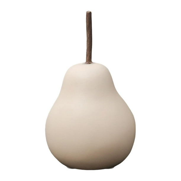 Figura de pera de cerámica moderna y sencilla, estatua coleccionable, escultura creativa de fruta. Beige 6.5cmx11cm