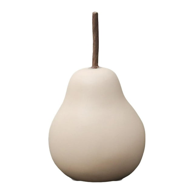 Figura de pera de cerámica moderna y sencilla, escultura decorativa de fruta, estatua creativa Beige 6.5cmx11cm