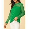 thumbnail image 6 of MODA NOVA Junior's Lace Floral Panel Long Sleeves Blouse Green XS, 6 of 6