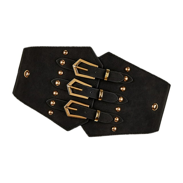 Cinturón gótico Punk para mujer, cinturón ancho de cinturo para forma al cuerpo, corsé elástico, cinturones, decoración de disfraces Yinane Cinturón