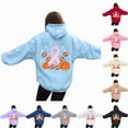 thumbnail image 2 of Godom Womens Floral Hoodies Sweatshirts Casual Long Sleeve Loose Fit Drawstring Hooded Pullover, 2 of 7