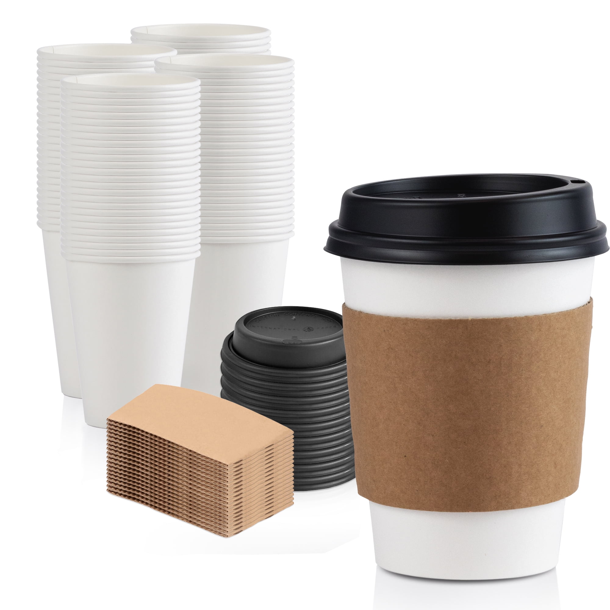 Coffee Tea Party PAPER CUPS GREY 500 x 8oz 12oz Cold Hot Drinks Disposable LIDS 