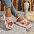 thumbnail image 5 of Mepaouo Platform Slippers for Women Corduroy Crossbands Open Toe Slides Indoor Outdoor House Bedroom Shoes, 5 of 9