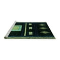 thumbnail image 2 of Ahgly Company Machine Washable Indoor Round Oriental Turquoise Blue Modern Area Rugs, 5' Round, 2 of 4