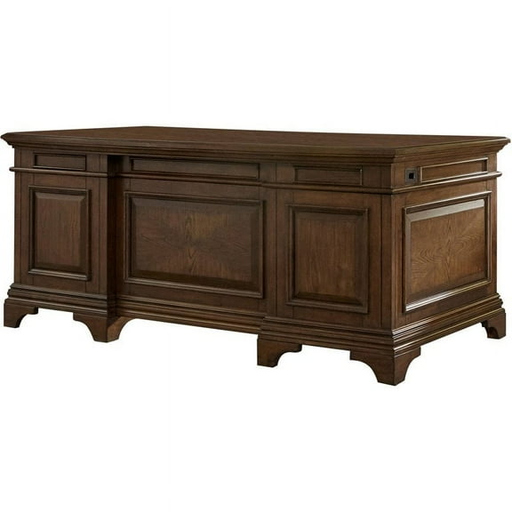 Coaster Hartshill Executive Desk with File Cabinets in Burnished Oak