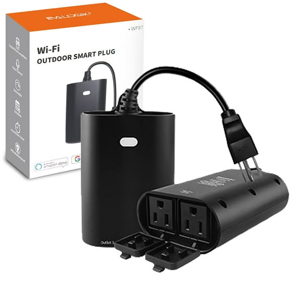 Outdoor Smart Plug, 2.4G WiFi Light Outlet Compatible with Alexa and Google Home-2 Independent Smart On/Off Outlet, IP65 Waterproof