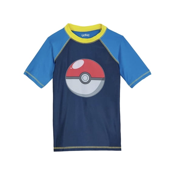 Pokemon Boys' Pokeball Rash Guard, Sizes XS-L