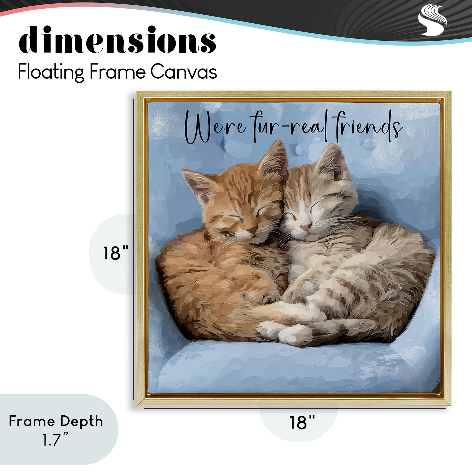 Stupell Industries We're Fur-Real Friends Gold Framed Floater Canvas Wall Art, design by Kim Curinga