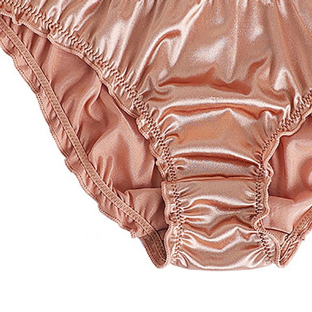 TIMIFIS Underwear Women Women's Sexy Satin Panties Mid Waist Wavy