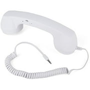 Retro Handset for iPhone, Anti-Radiation Vintage Wired Telephone 3.5mm Cellphone Headphone with Mic Only for iOS Phones (White)