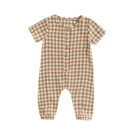 

TheFound Toddler Baby Girls Plaids Romper One Piece Bodysuit Jumpsuit Long Pants Summer Outfits Clothes