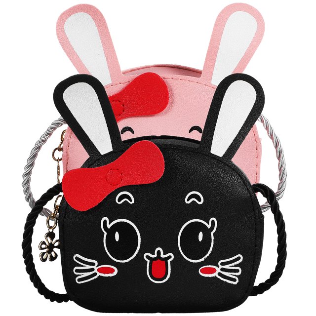 2 Pcs Little Girls Bunny Purses 3D Ear Decor Shoulder Bags Messenger Bags Rabbit Bags Coin Bags