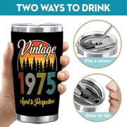 Tumbler 50th Birthday Gifts for Him, Her - 1975 50th Birthday Decorations, Cool 50 Year Old Gifts for Men, Women, Dad, Husband, Mom, Wife - Funny Turning 50 Ideas