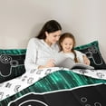 thumbnail image 5 of jejeloiu Cute Console Gamepad Bedding Comforter Set,Gamer Gaming Twin Comforter Sets,Cyan Black Bedding Set For Girls Boys,Super Cozy Room Decor Reversible,2pcs, 5 of 8