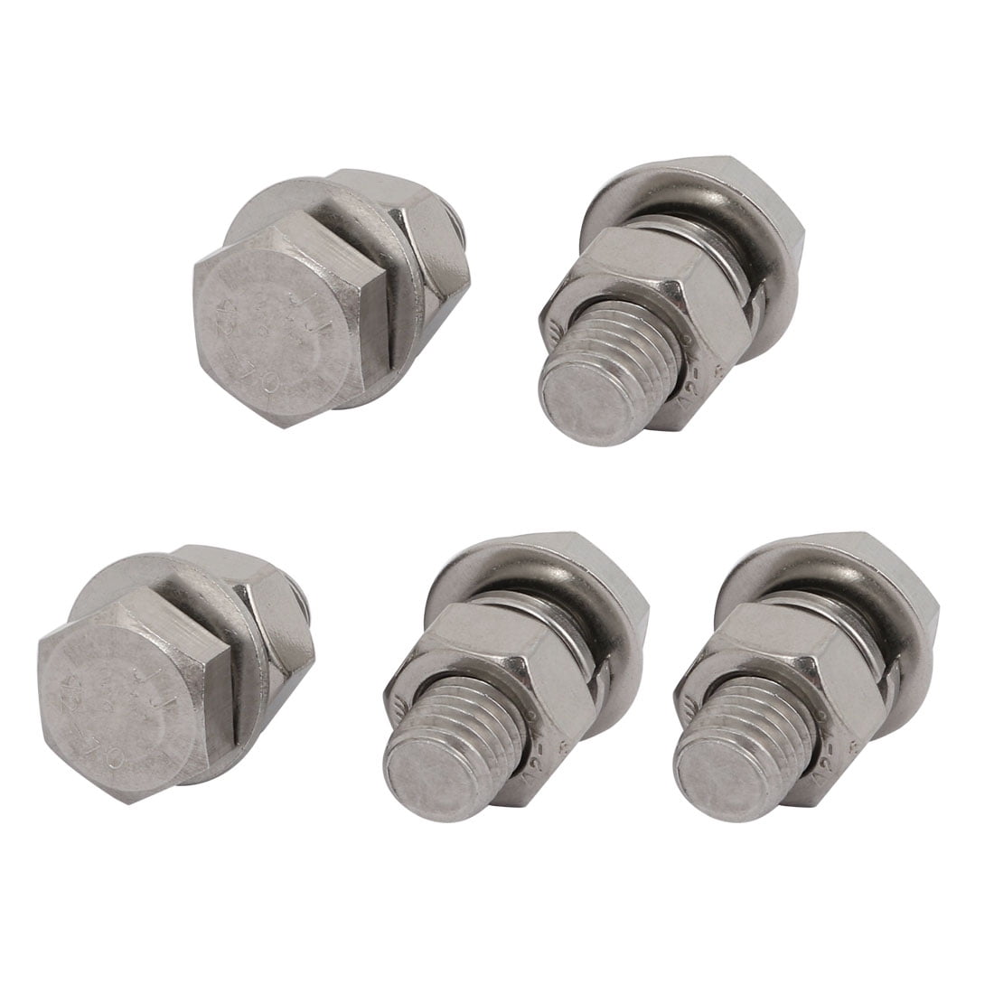 5 Set M6x50mm vis T/ête Hex acier Inox 316 Kit Assortiment /Écrou rondelle