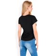 thumbnail image 5 of Women's Short Sleeve Crew Neck Relaxed Fit Casual Tee- Black,Small, 5 of 7