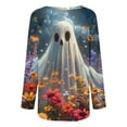 thumbnail image 5 of Jsaierl Women's Halloween Shirts Plus Size Pumpkin Ghost Print Tees Work Crewneck T-shirt Long Sleeve Tunic Blouse Tops Halloween Party Supplies, 5 of 5