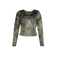 thumbnail image 2 of FAROOT Women Long Sleeve T-Shirts Butterfly Print Crew Neck Shirts Spring Fall Slim Fit Tops, 2 of 7